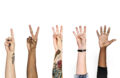 Photo of Diversity hands with numeric sign